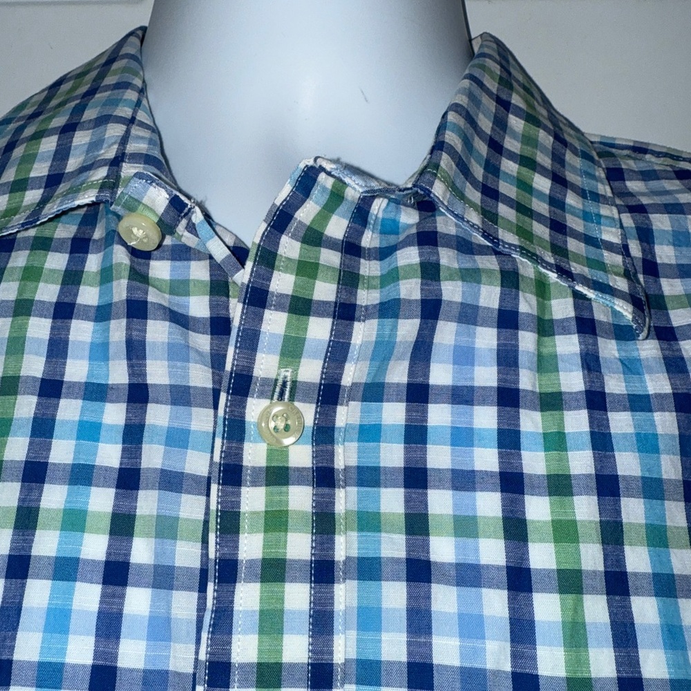 Daniel Cremieux Short Sleeve 38 Classic Button Down | Blue Plaid | Men’s- Medium - Picture 10 of 11
